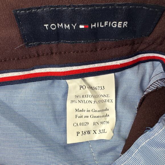 Tommy Hilfiger Mens TH Flex Tate Modern Fit Solid Pants Burgundy 38x32 - Picture 4 of 4